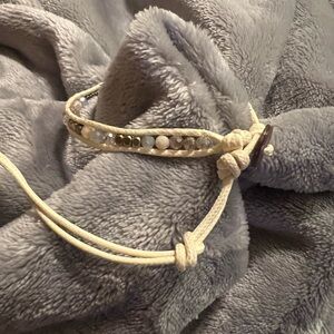Lotus and Luna Cream Cord Beaded Adjustable Bracelet, very good condition